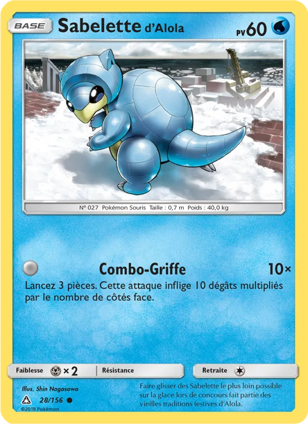 Carte Pokémon Sabelette d’Alola 28/156 de l'extension Ultra-Prisme