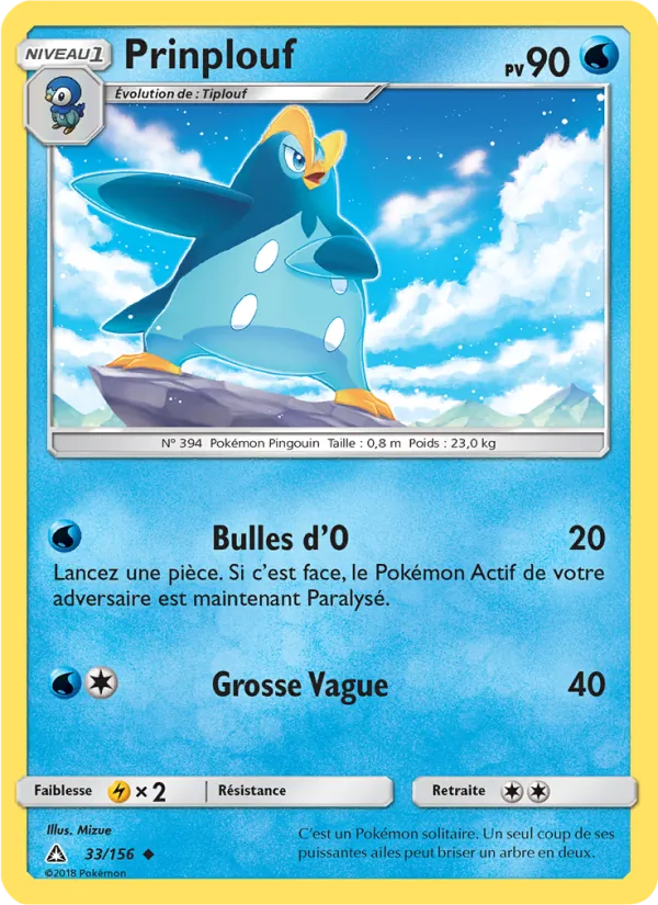 Carte Pokémon Prinplouf 33/156 de l'extension Ultra-Prisme