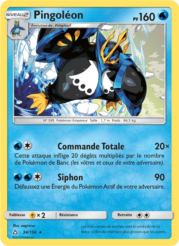 Carte Pokémon Pingoléon 34/156 de l'extension Ultra-Prisme