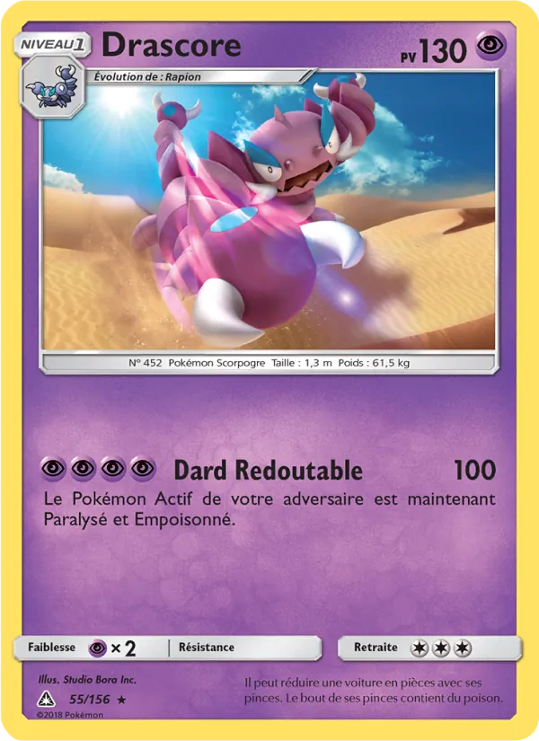 Carte Pokémon Drascore 55/156 de l'extension Ultra-Prisme