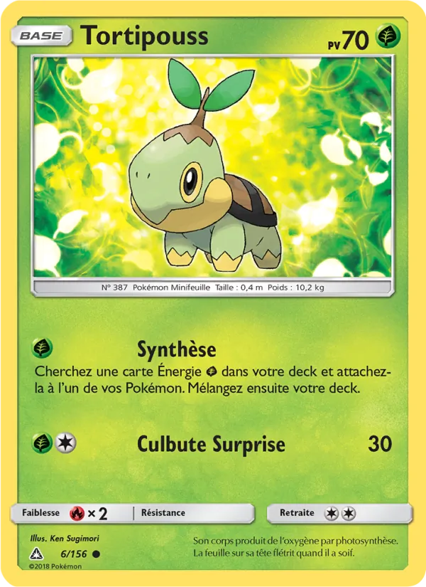 Carte Pokémon Tortipouss 6/156 de l'extension Ultra-Prisme