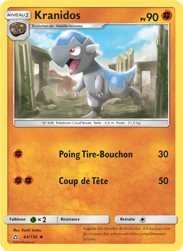 Carte Pokémon Kranidos 64/156 de l'extension Ultra-Prisme