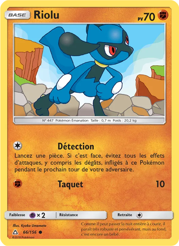 Carte Pokémon Riolu 66/156 de l'extension Ultra-Prisme