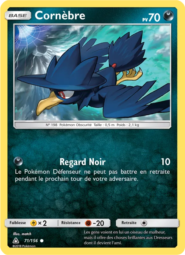 Carte Pokémon Cornèbre 71/156 de l'extension Ultra-Prisme