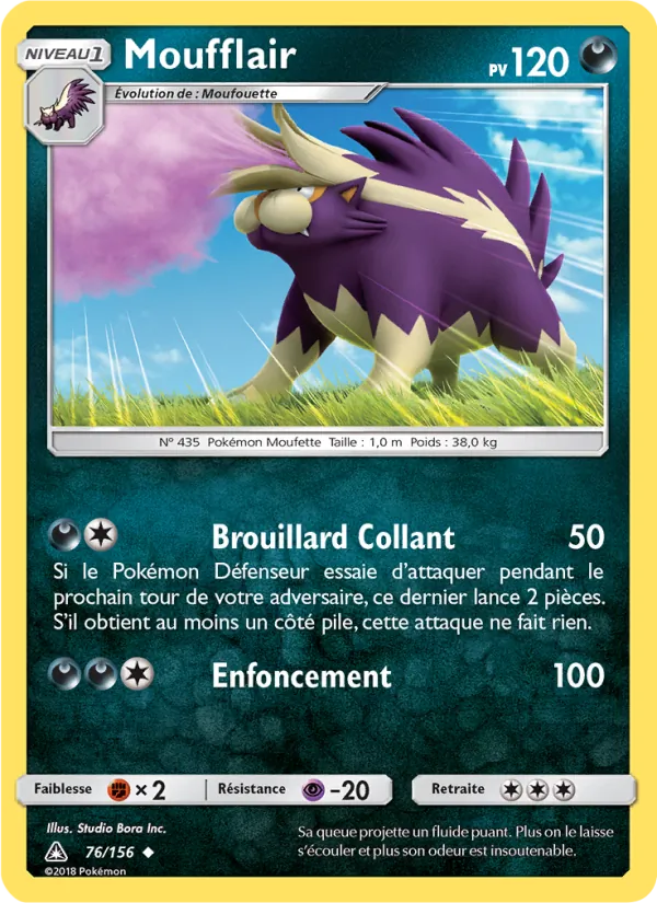 Carte Pokémon Moufflair 76/156 de l'extension Ultra-Prisme
