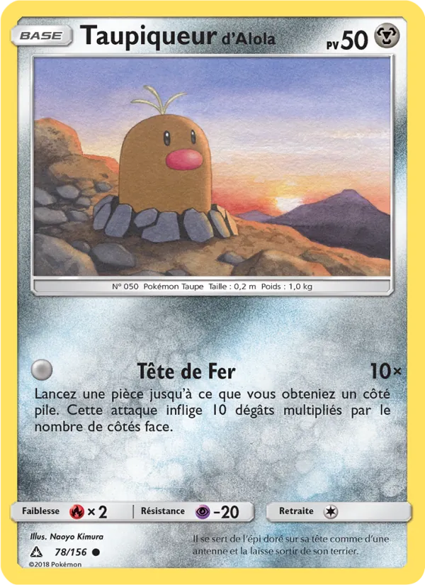 Carte Pokémon Taupiqueur d’Alola 78/156 de l'extension Ultra-Prisme