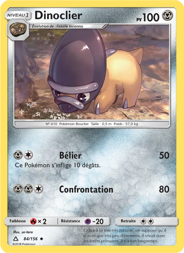 Carte Pokémon Dinoclier 84/156 de l'extension Ultra-Prisme