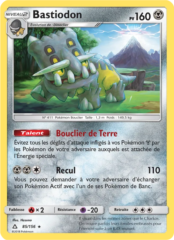 Carte Pokémon Bastiodon 85/156 de l'extension Ultra-Prisme