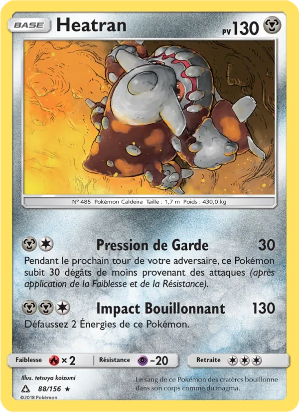 Carte Pokémon Heatran 88/156 de l'extension Ultra-Prisme
