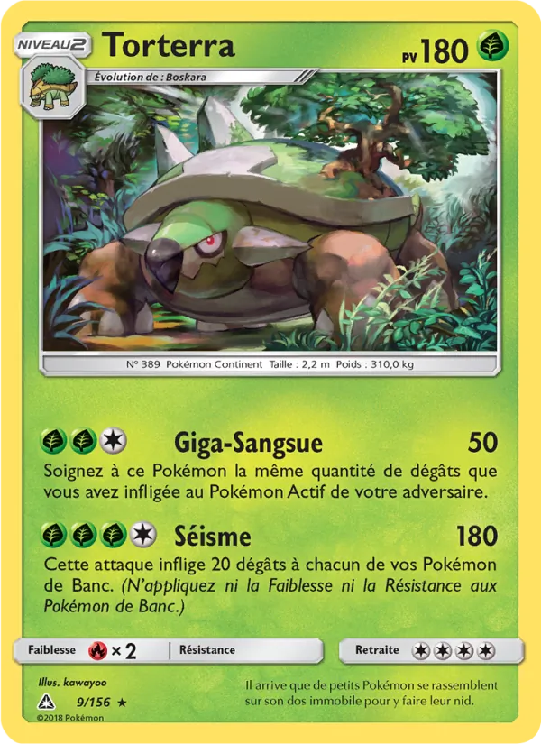 Carte Pokémon Torterra 9/156 de l'extension Ultra-Prisme