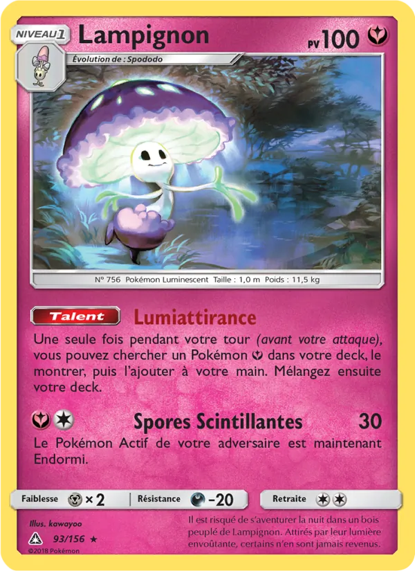 Carte Pokémon Lampignon 93/156 de l'extension Ultra-Prisme