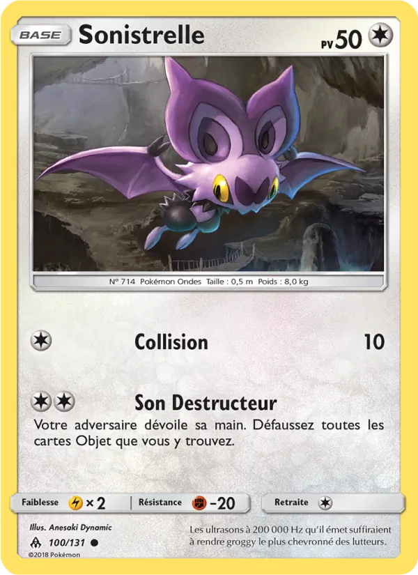 Carte Pokémon Sonistrelle 100/131 de l'extension Lumière Interdite