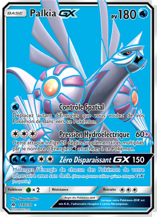 Carte Pokémon Palkia GX 119/131 de l'extension Lumière Interdite