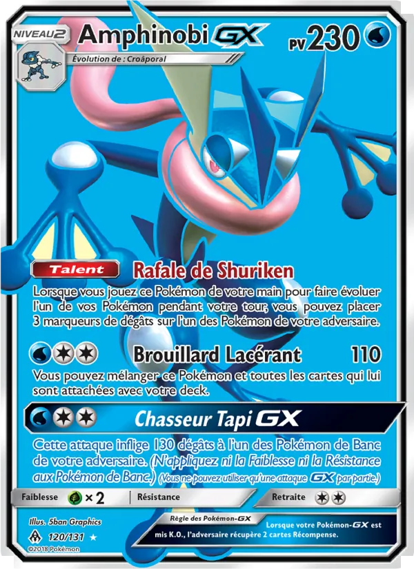 Carte Pokémon Amphinobi GX 120/131 de l'extension Lumière Interdite