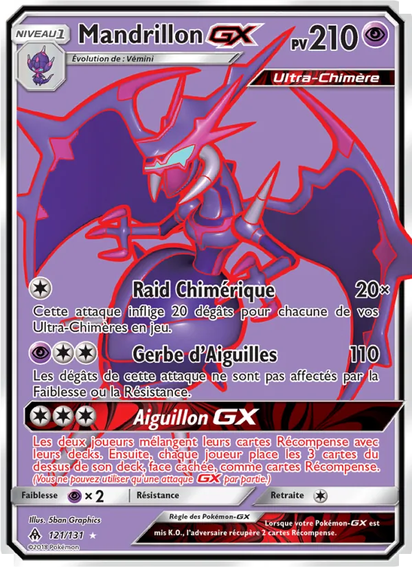 Carte Pokémon Mandrillon GX 121/131 de l'extension Lumière Interdite