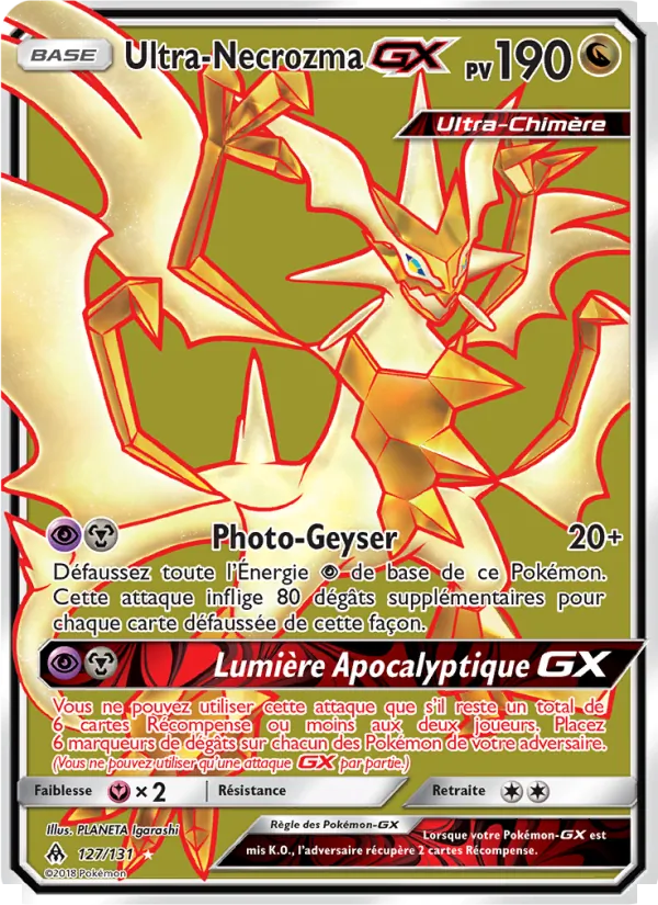 Carte Pokémon Ultra-Necrozma GX 127/131 de l'extension Lumière Interdite