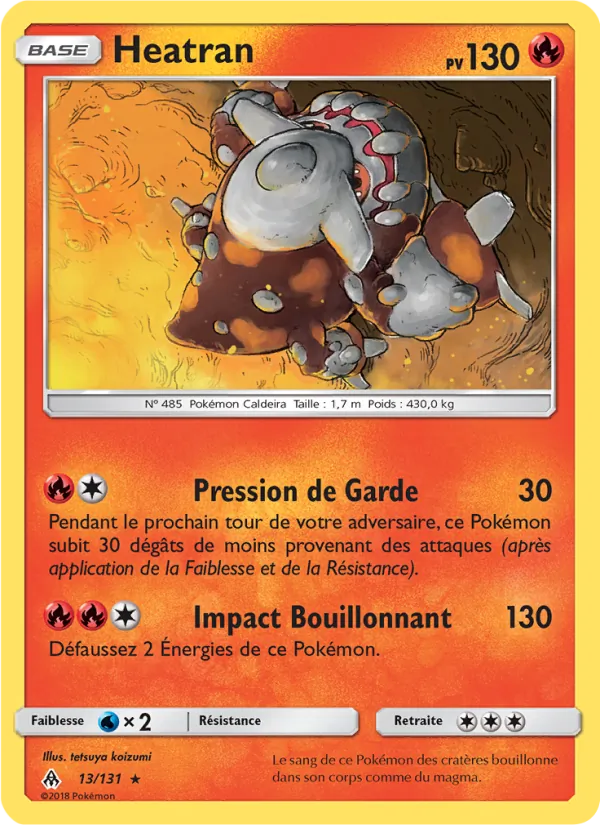 Carte Pokémon Heatran 13/131 de l'extension Lumière Interdite