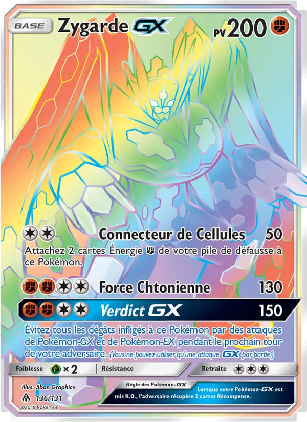 Carte Pokémon Zygarde GX 136/131 de l'extension Lumière Interdite