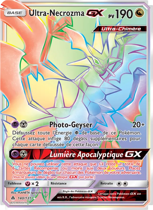 Carte Pokémon Ultra-Necrozma GX 140/131 de l'extension Lumière Interdite