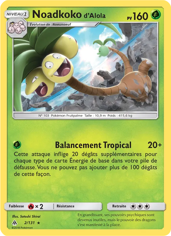Carte Pokémon Noadkoko d’Alola 2/131 de l'extension Lumière Interdite