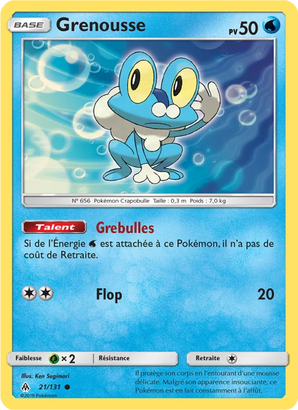 Carte Pokémon Grenousse 21/131 de l'extension Lumière Interdite