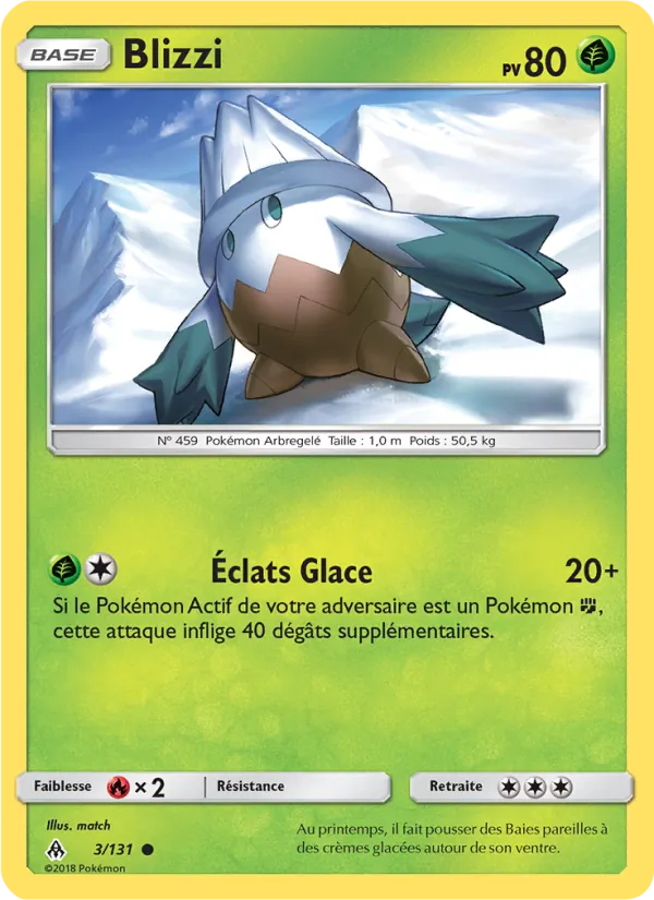 Carte Pokémon Blizzi 3/131 de l'extension Lumière Interdite