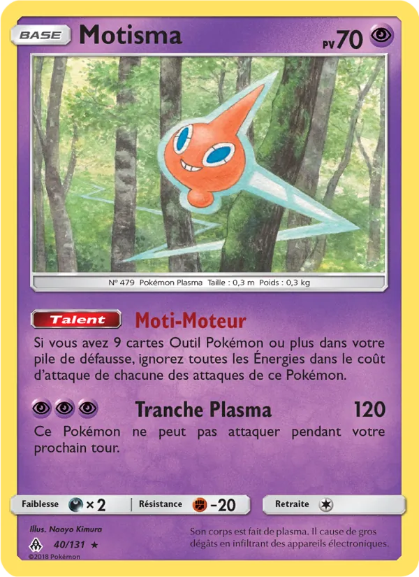 Carte Pokémon Motisma 40/131 de l'extension Lumière Interdite