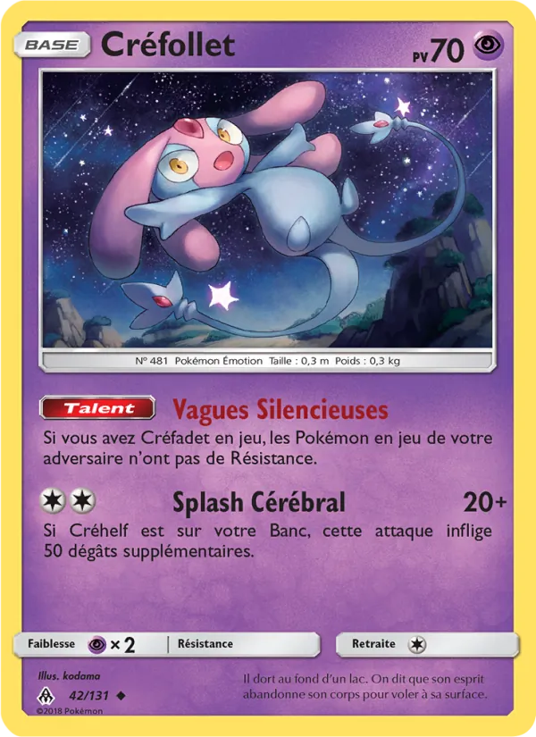 Carte Pokémon Créfollet 42/131 de l'extension Lumière Interdite
