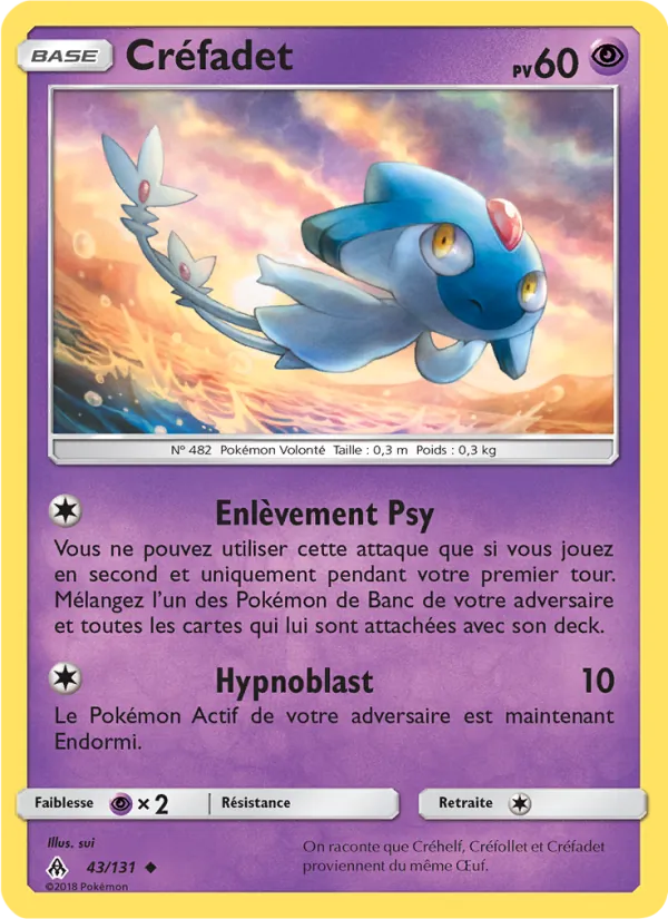 Carte Pokémon Créfadet 43/131 de l'extension Lumière Interdite