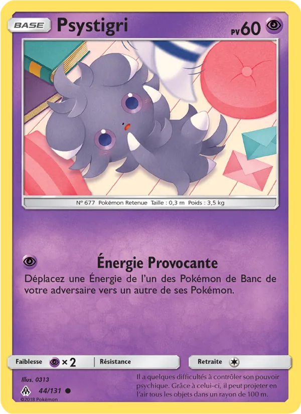 Carte Pokémon Psystigri 44/131 de l'extension Lumière Interdite
