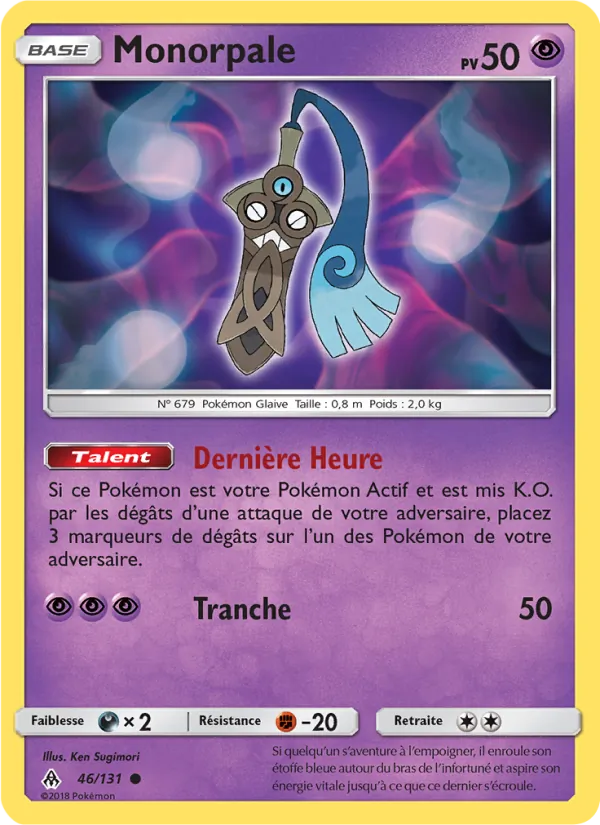 Carte Pokémon Monorpale 46/131 de l'extension Lumière Interdite