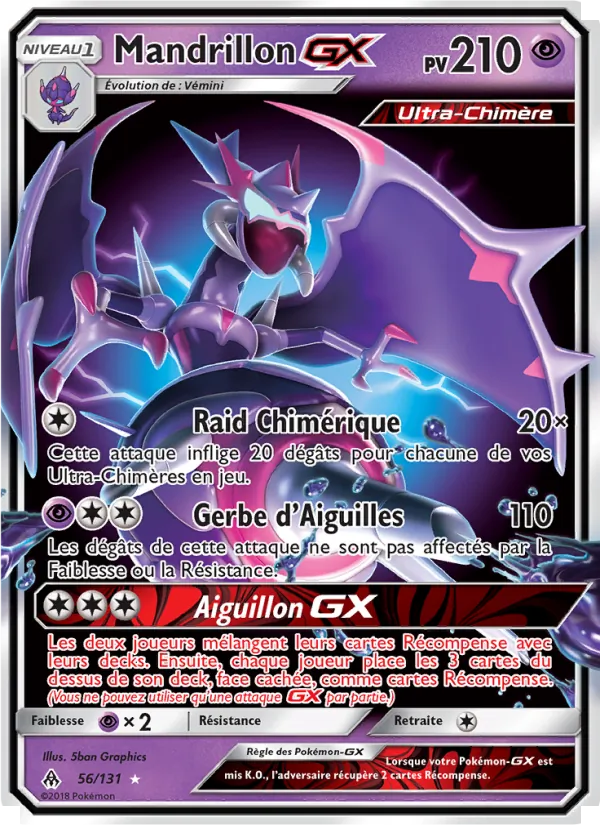 Carte Pokémon Mandrillon GX 56/131 de l'extension Lumière Interdite