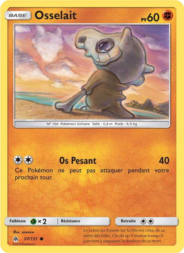 Carte Pokémon Osselait 57/131 de l'extension Lumière Interdite