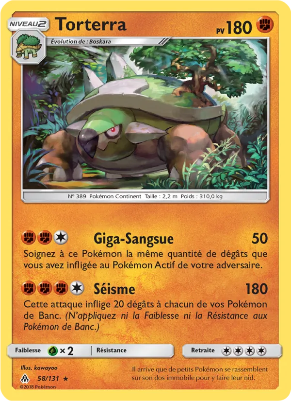Carte Pokémon Torterra 58/131 de l'extension Lumière Interdite