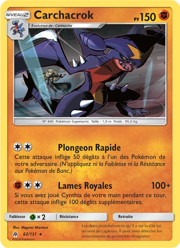Carte Pokémon Carchacrok 62/131 de l'extension Lumière Interdite