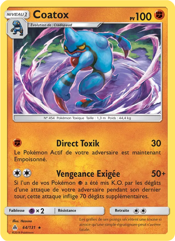 Carte Pokémon Coatox 64/131 de l'extension Lumière Interdite