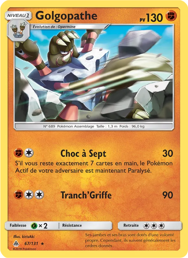 Carte Pokémon Golgopathe 67/131 de l'extension Lumière Interdite
