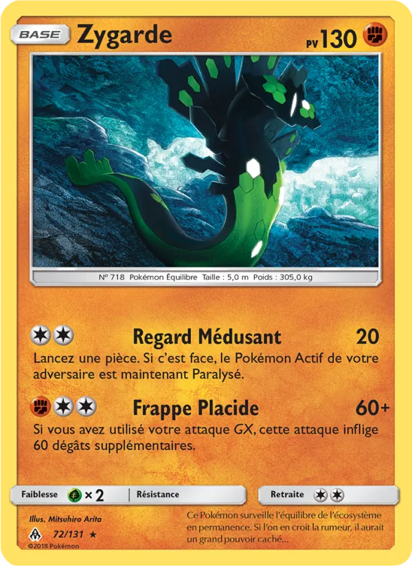 Carte Pokémon Zygarde 72/131 de l'extension Lumière Interdite