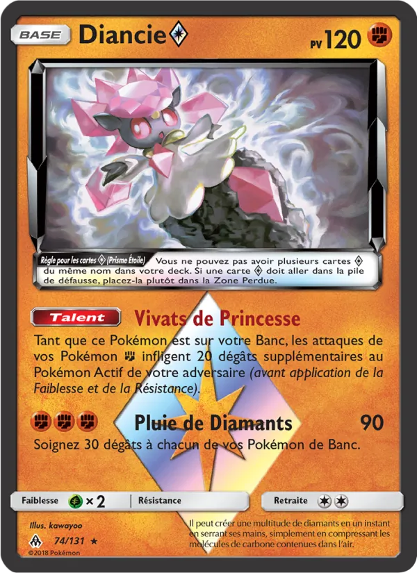 Carte Pokémon Diancie ◇ 74/131 de l'extension Lumière Interdite