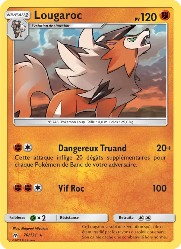 Carte Pokémon Lougaroc 76/131 de l'extension Lumière Interdite