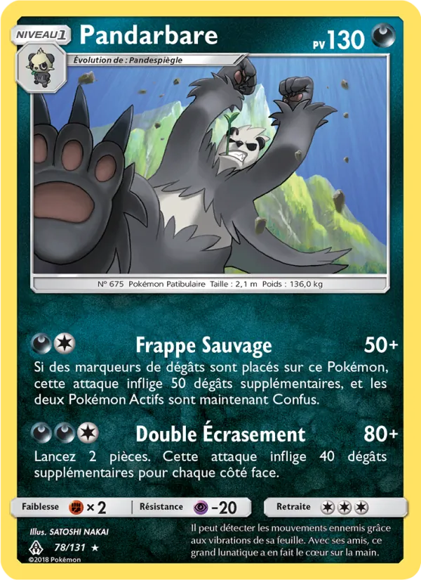 Carte Pokémon Pandarbare 78/131 de l'extension Lumière Interdite