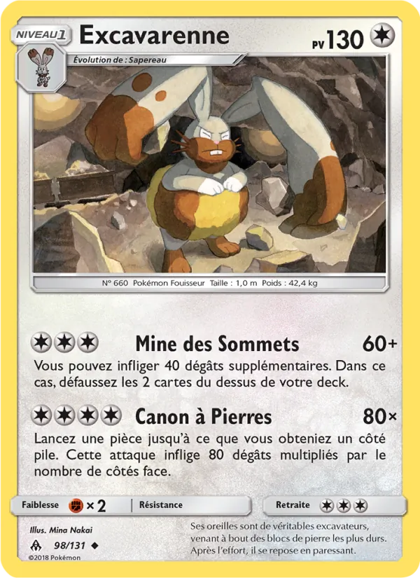 Carte Pokémon Excavarenne 98/131 de l'extension Lumière Interdite