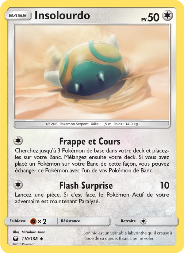 Carte Pokémon Insolourdo 110/168 de l'extension Tempête Céleste