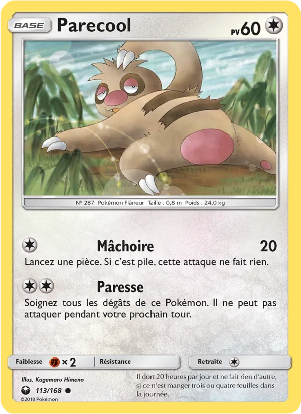 Carte Pokémon Parecool 113/168 de l'extension Tempête Céleste