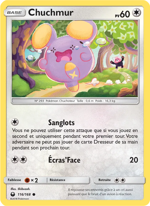 Carte Pokémon Chuchmur 116/168 de l'extension Tempête Céleste