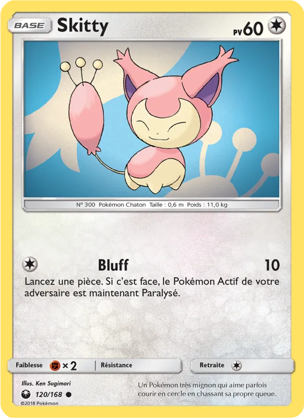 Carte Pokémon Skitty 120/168 de l'extension Tempête Céleste
