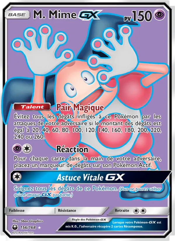 Carte Pokémon M. Mime GX 156/168 de l'extension Tempête Céleste
