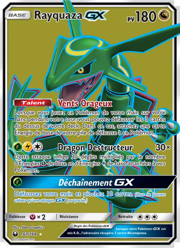 Carte Pokémon Rayquaza GX 160/168 de l'extension Tempête Céleste