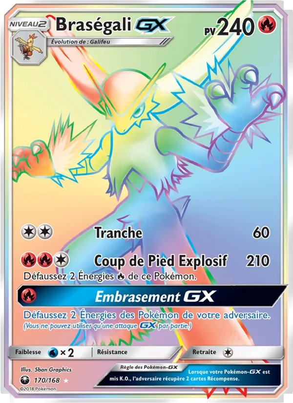 Carte Pokémon Braségali GX 170/168 de l'extension Tempête Céleste