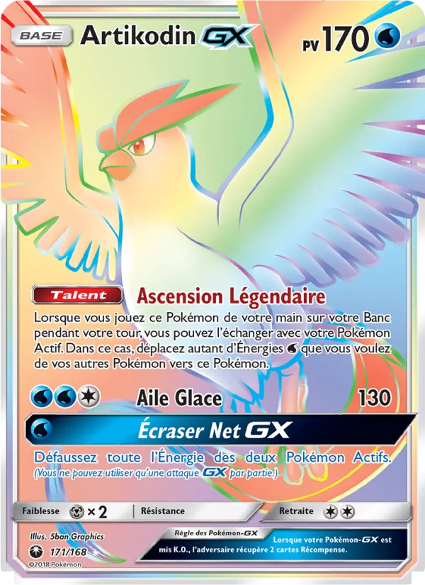 Carte Pokémon Artikodin GX 171/168 de l'extension Tempête Céleste